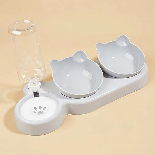 Tilted Pet Bowl Set with Auto Water Feeder