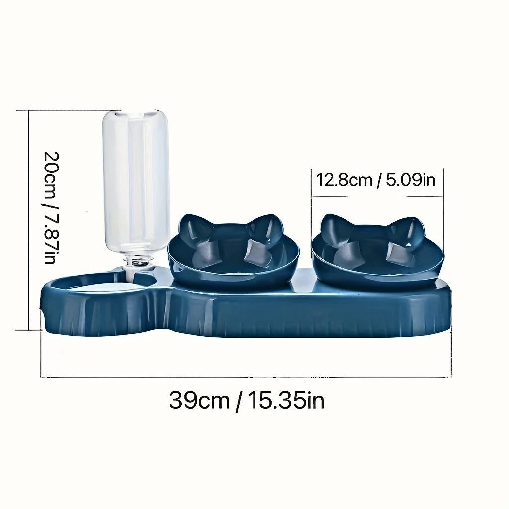 Tilted Pet Bowl Set with Auto Water Feeder