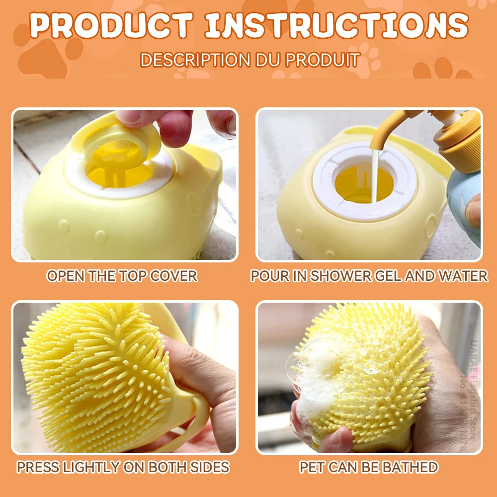 Dog Shower Brush with Shampoo Tank