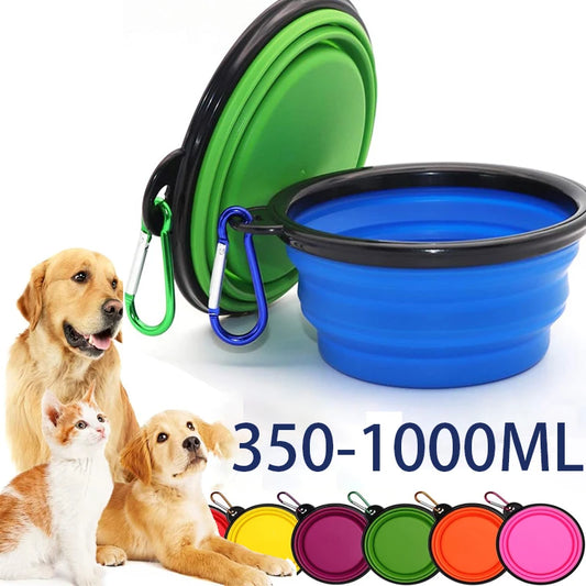 Folding Silicone Dog Bowl with Food & Water