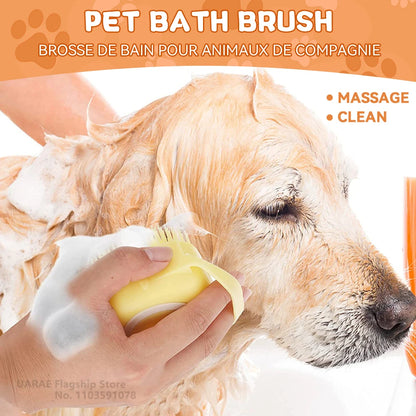 Dog Shower Brush with Shampoo Tank