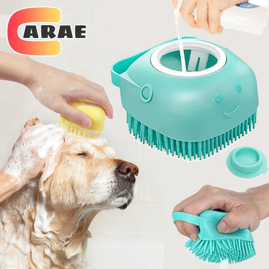 Dog Shower Brush with Shampoo Tank