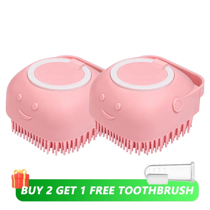 Dog Shower Brush with Shampoo Tank