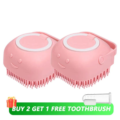 Dog Shower Brush with Shampoo Tank