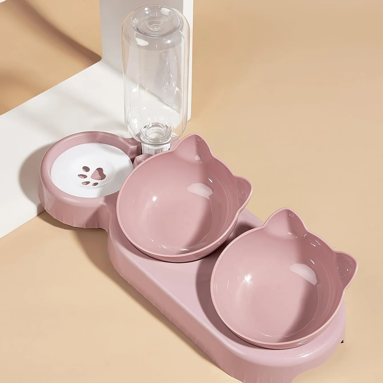 Tilted Pet Bowl Set with Auto Water Feeder