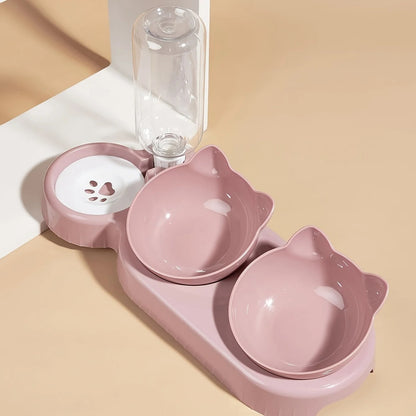 Tilted Pet Bowl Set with Auto Water Feeder