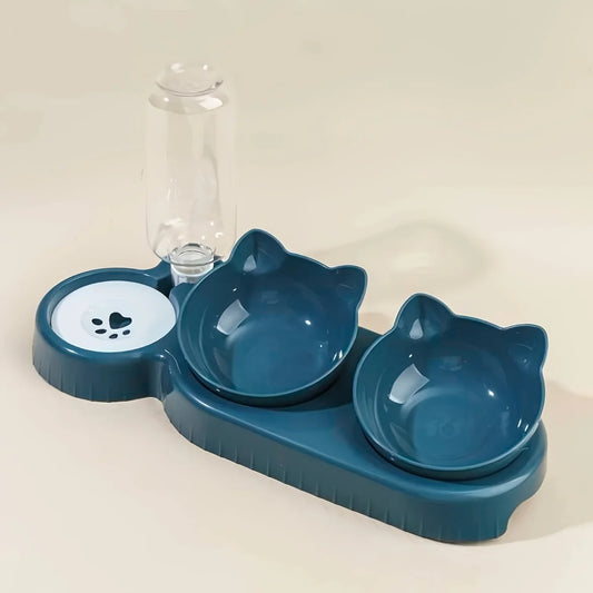 Tilted Pet Bowl Set with Auto Water Feeder